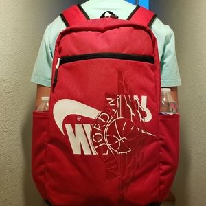 Nike Air Jordan Remix Backpack Gym Red Two Side Water Bottle Pockets 15.4 Laptop